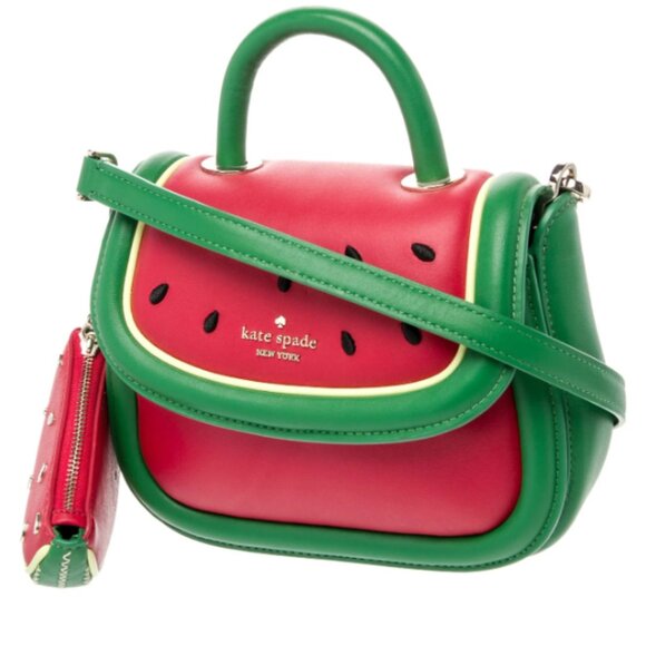 Kate Spade Puffy Watermelon Mini Top Handle Crossbody bag with watermelon pouch - Picture 7 of 14